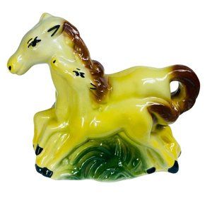 Art Deco Ceramic Horse Planter Mother Baby Foal Fashions by O.P.C.O. Vintage